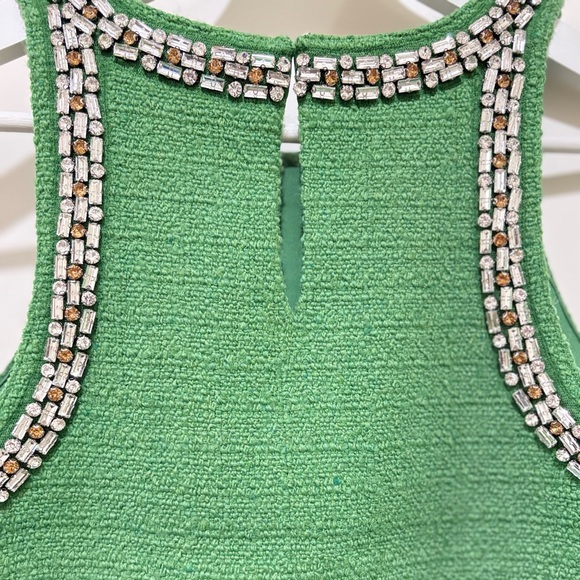 J. Crew Green Fields Rhinestone Embellished Sleeveless Tweed Tank Top Size 2 NWT - Picture 8 of 10